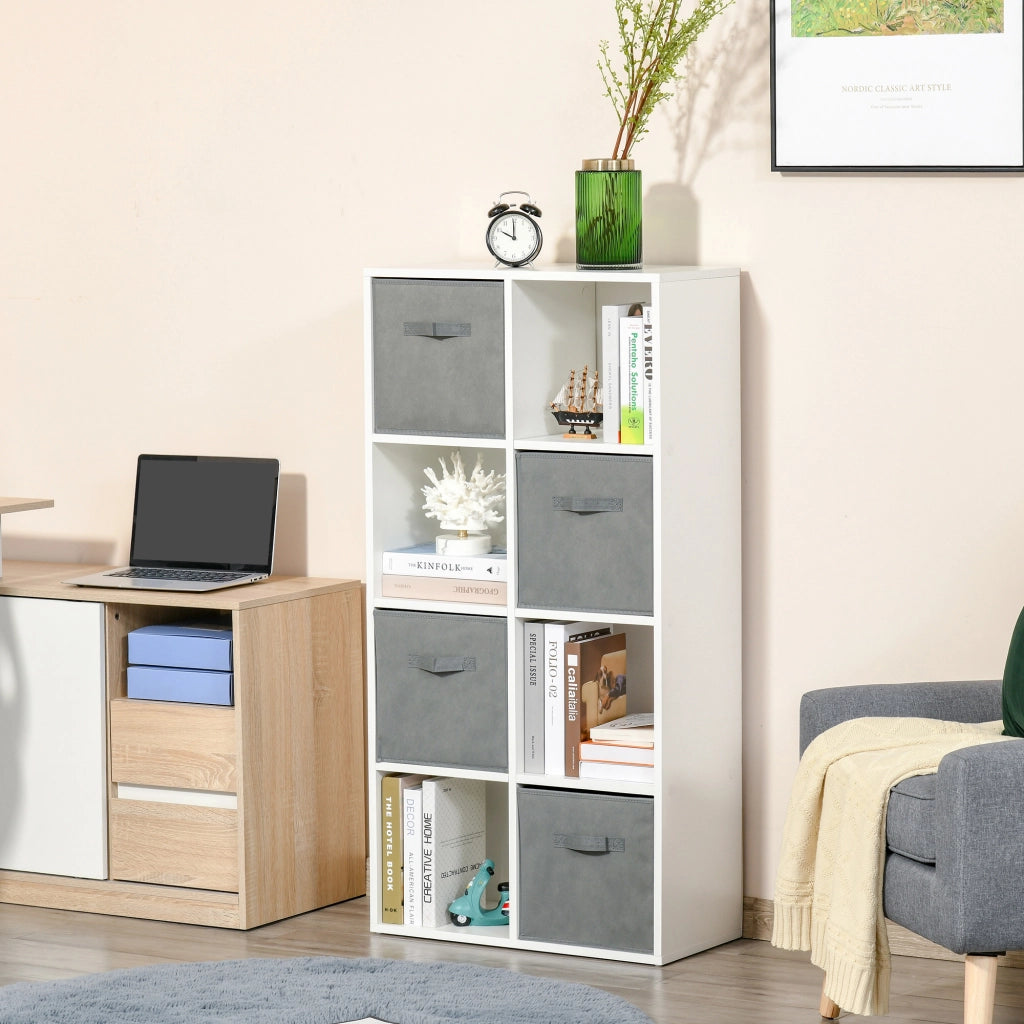 Libreria Modulare 8 Cubi con 4 Cassetti ¨C Zephmum ¨C Bianco e Grigio 61.5x30x121.6 cm