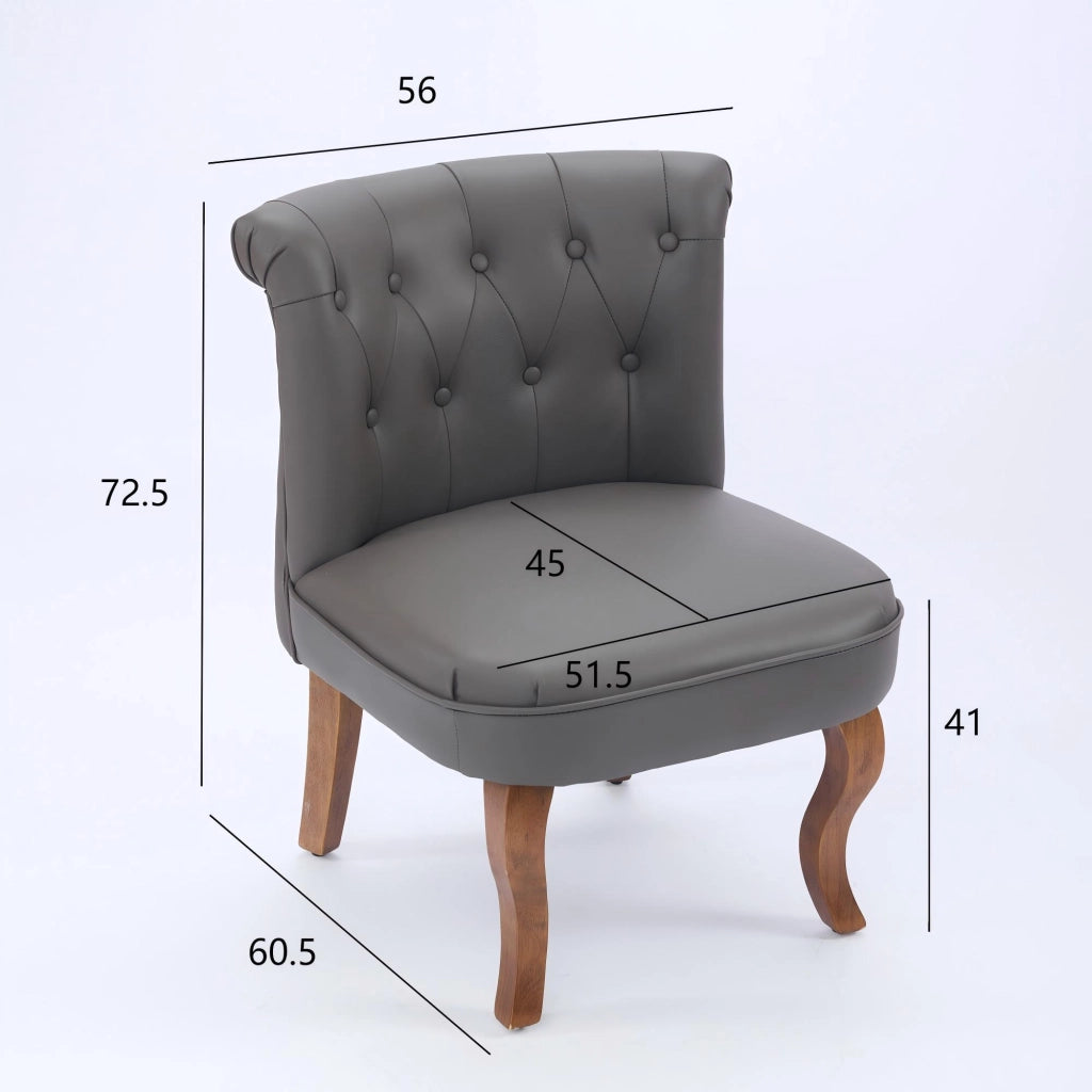 Sedia da Pranzo con Schienale Trapuntato e Struttura Stabile in Pelle, Legno, Schiuma e PVC Grigio