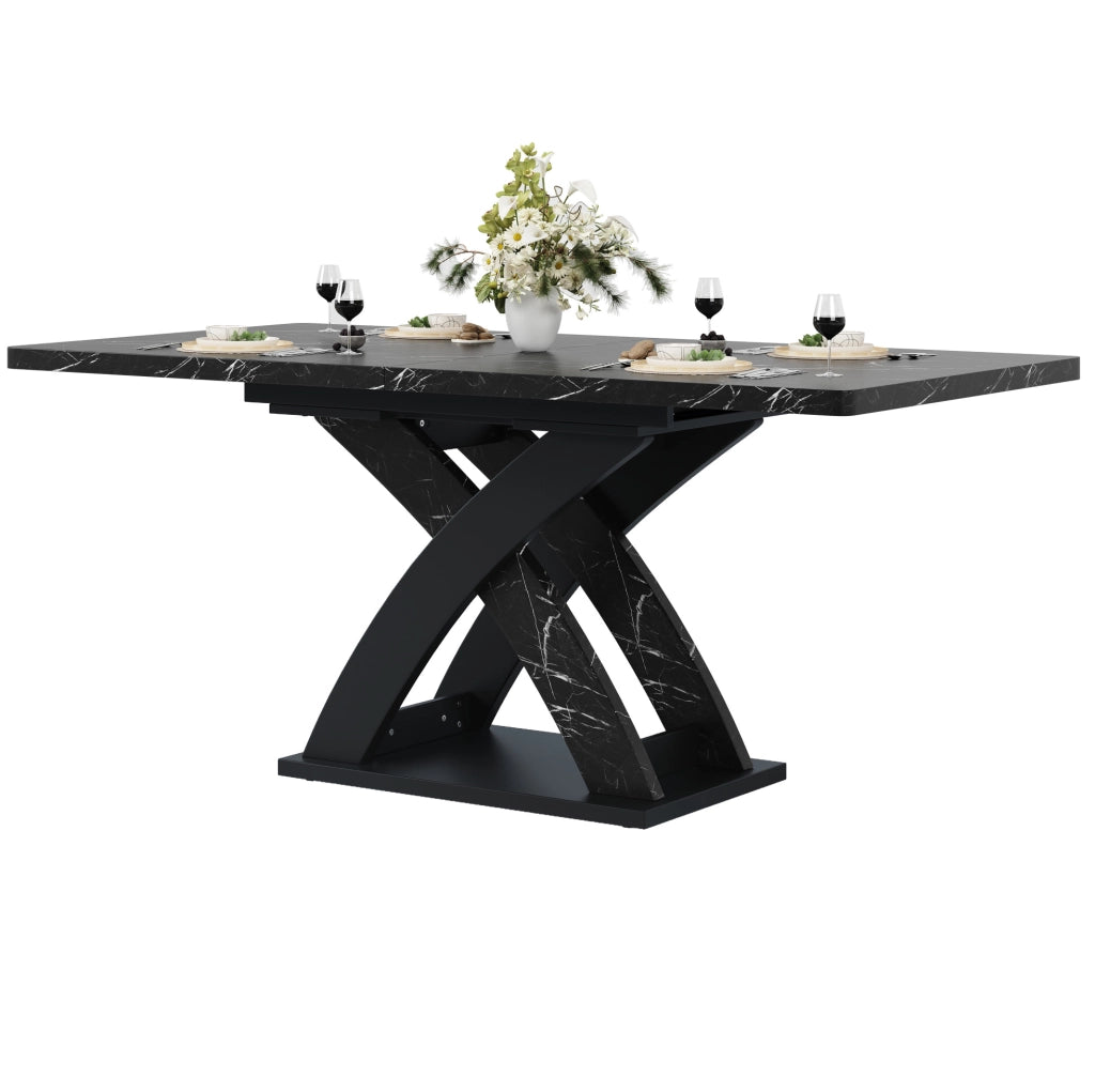 Tavolo da pranzo 120x80x75 cm allungabile; MDF e metallo; nero