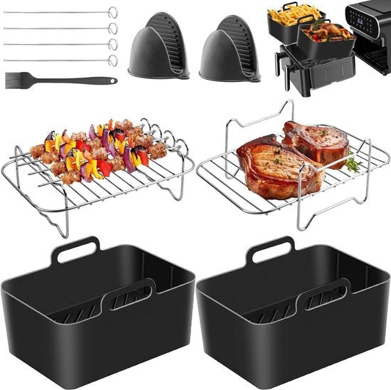 Set di accessori per frittelle ad aria calda 7 pezzi per Dual Zone airfryer - forma in silicone - 76-95 litri