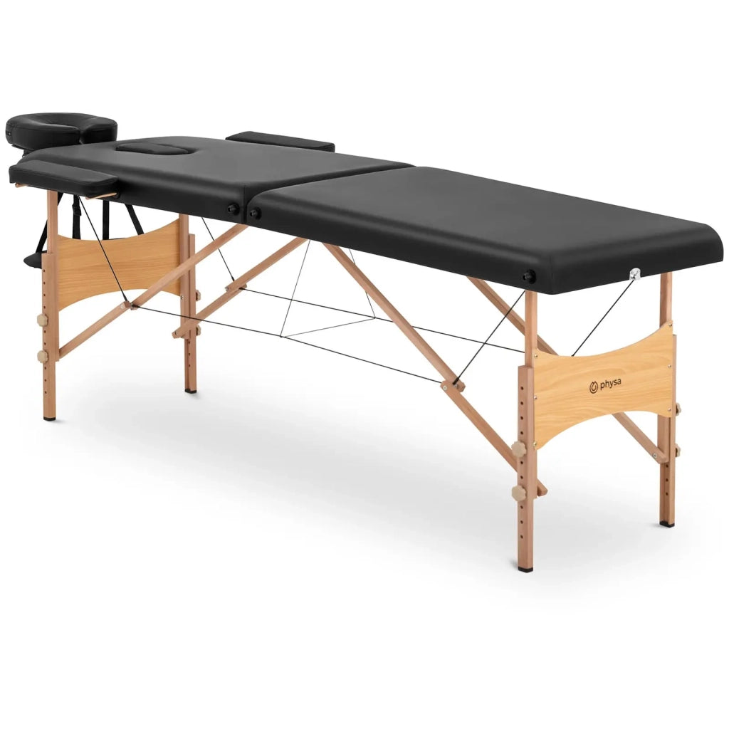 Lettino da massaggio pieghevole 2 sezioni 185 x 70 x 62 x 86 cm 220 kg legno di faggio nero 14_0009992