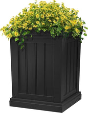 Vaso Quadrato da 50 cm Alto con 32 Fori di Drenaggio - Piantoni Indoor e Outdoor per Porta d'ingresso Patio (Nero)