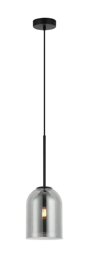 Lampada a sospensione Elaris nera vetro fumé E27 Light Prestige