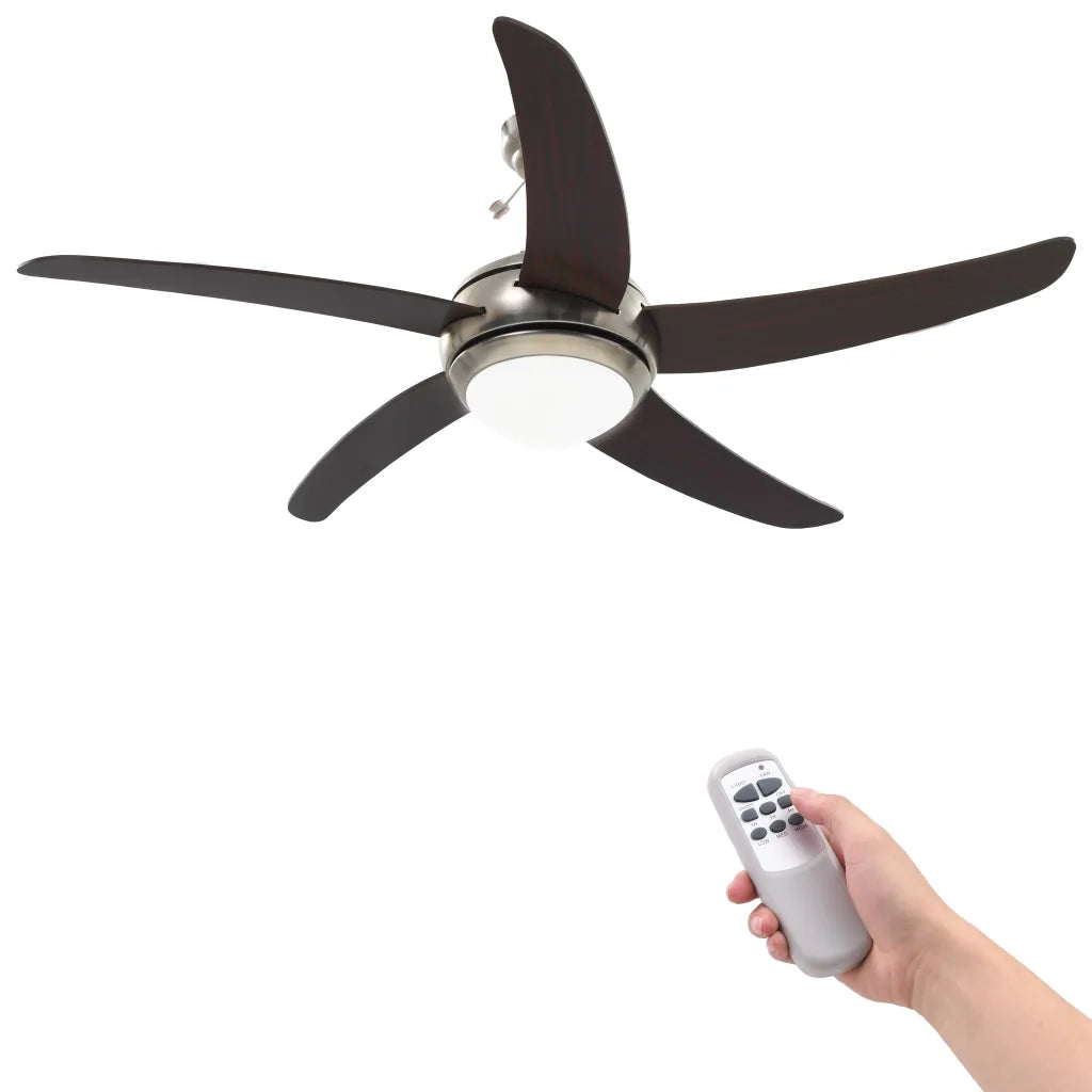 Ventilatore da Soffitto Decorato con Luce 128 cm Marrone CFW4128137