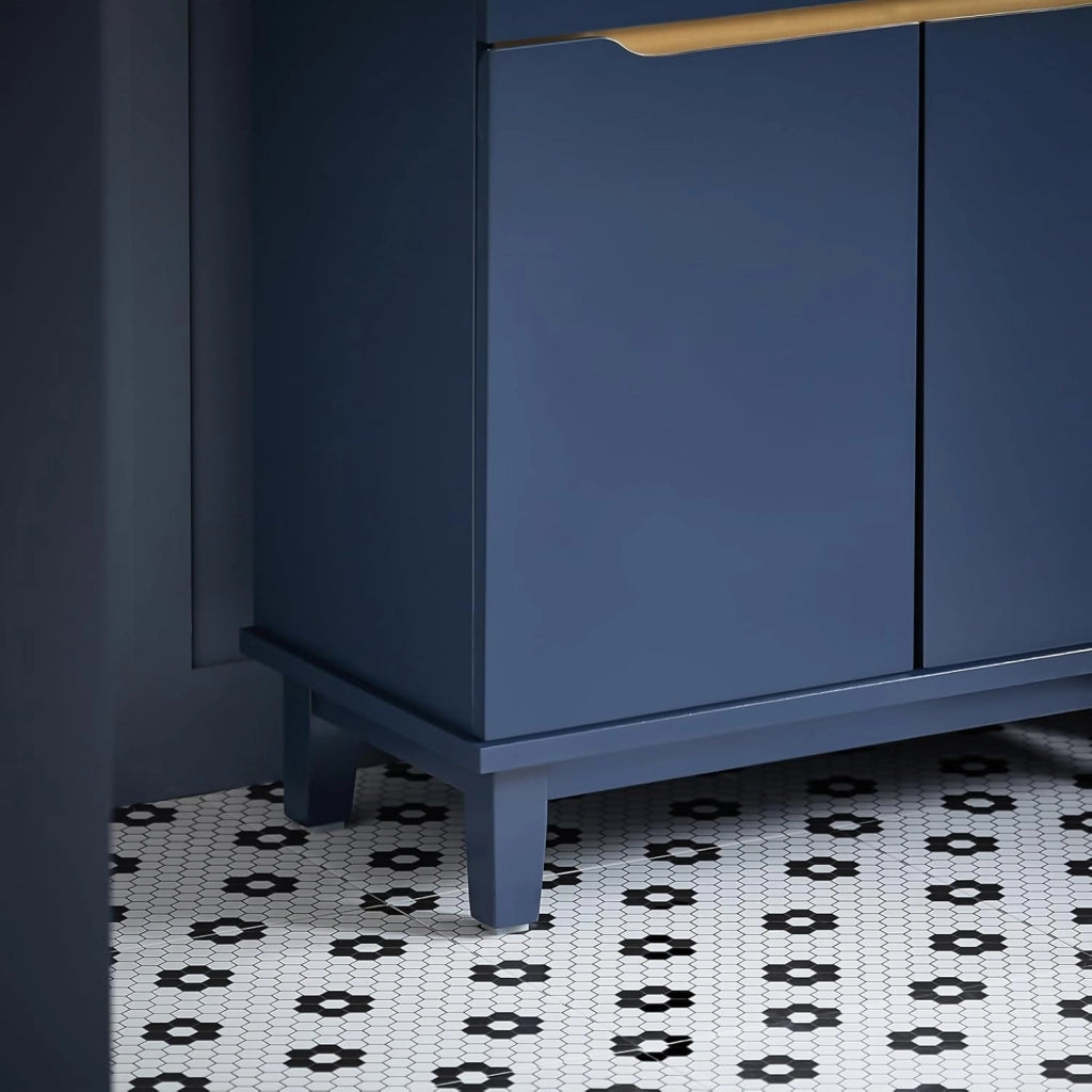 Mobile Sottolavabo – Mobiletto da Bagno con Ante – Mobile Sottolavabo Stretto in Legno per Piccoli Spazi, Blu, 60 x 59 x 30 cm, BZR113-B