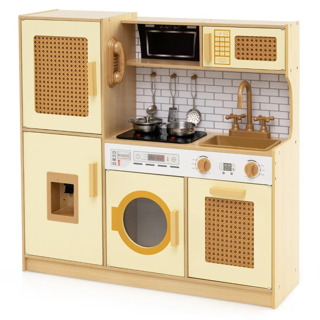 Cucina in legno per bambini 84 x 25 x 80 cm con suoni e luci design moderno MDF giallo 20_0011635