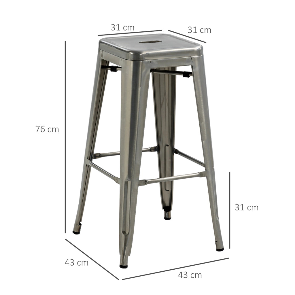Sgabelli da Bar ¨C zephmum ¨C 4 Pezzi Metallico Grigio 76 cm