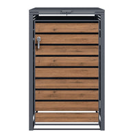 Copri bidone della spazzatura con coperchio ribaltabile per un contenitore 60-240l, acciaio antracite e effetto legno, copribidone da esterno