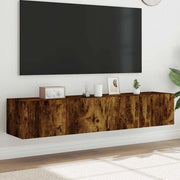 Mobili TV a Parete con Luci LED 2pz Rovere Fumo 80x35x31 cmcod mxl 134189