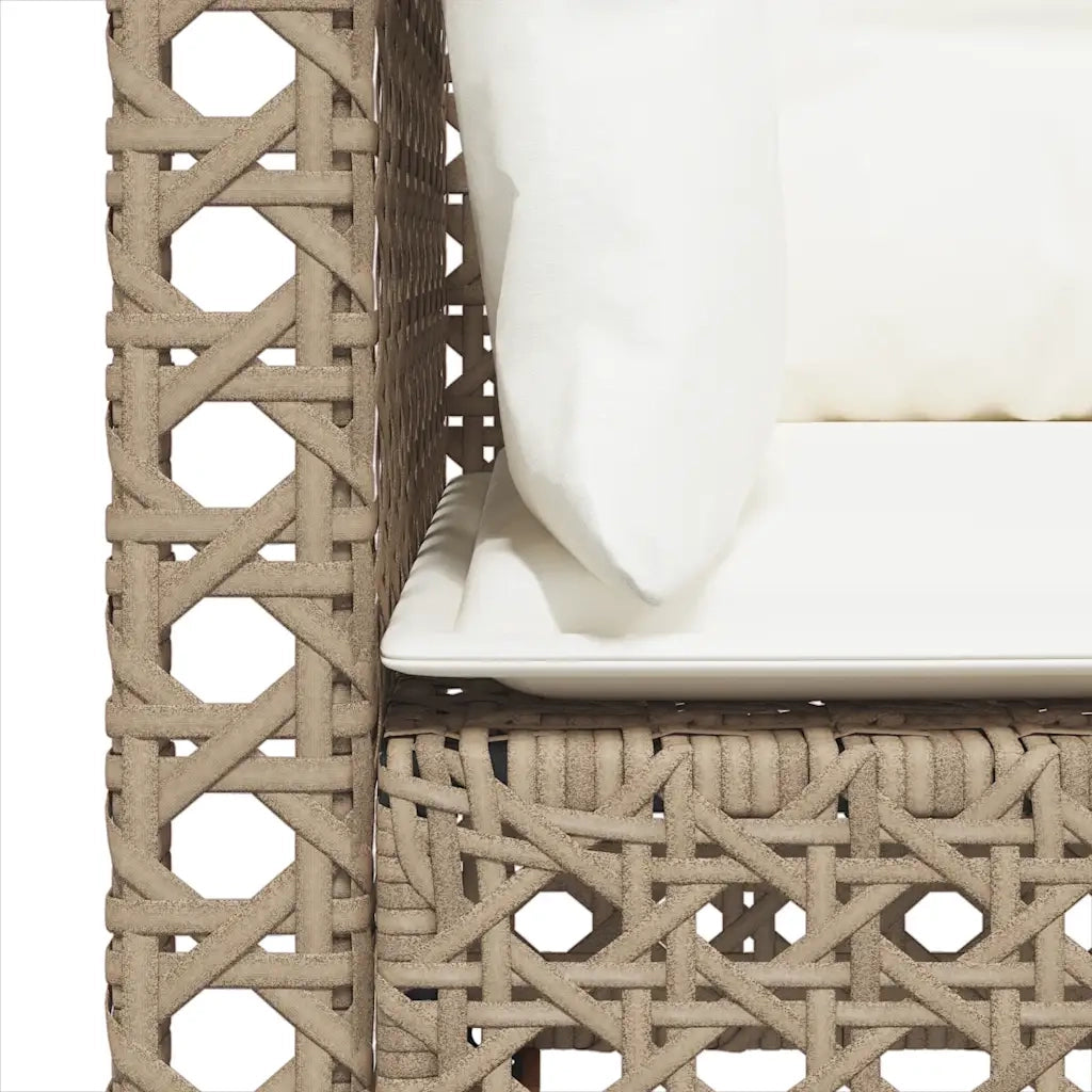 Divano da Giardino con Cuscini a 3 Posti-Sofa da Giardino-Divano da esterno Beige in Polyrattan 920053