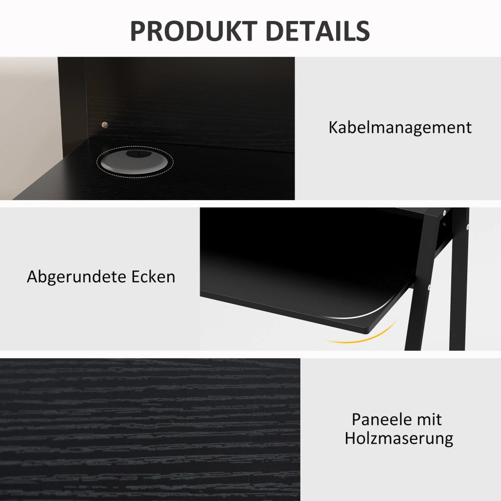 Scrivania con ripiano e gestione cavi ¨C Xylo ¨C nero metallo 84x45x85 cm