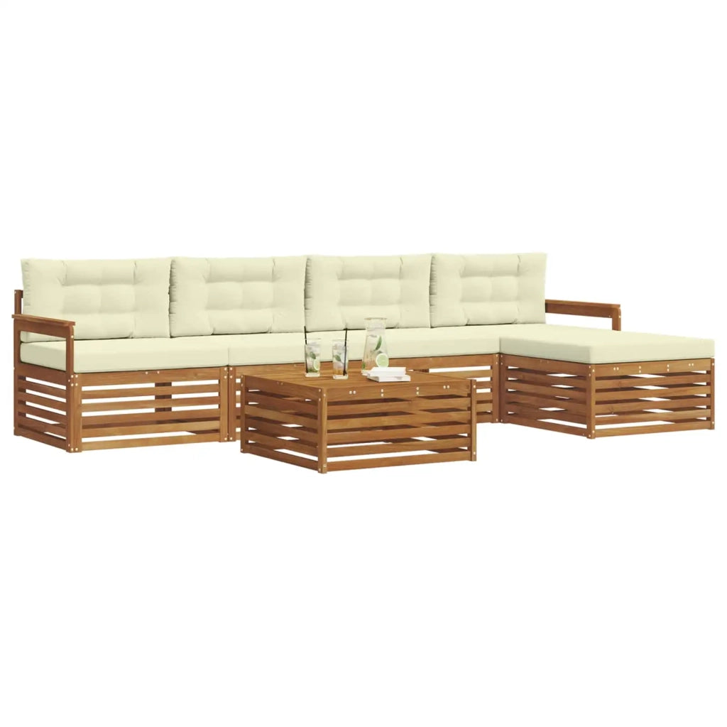 Set di divani da esterno con cuscino 6 pcs Naturale e Crema