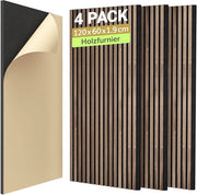 Pannelli acustici in legno con finitura fine, autoadesivi, 2,88 m² - 4 pezzi 120x60x1,9 cm pannelli per parete 3D look in legno, pannelli acustici per trattamento acustico e decorazione delle pareti, salotto, ufficio, noce
