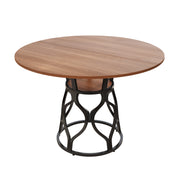 Tavolo da pranzo 4-6 posti con ripiano inferiore - per cucina - in MDF e metallo - 100x100x75 cm - noce e nero