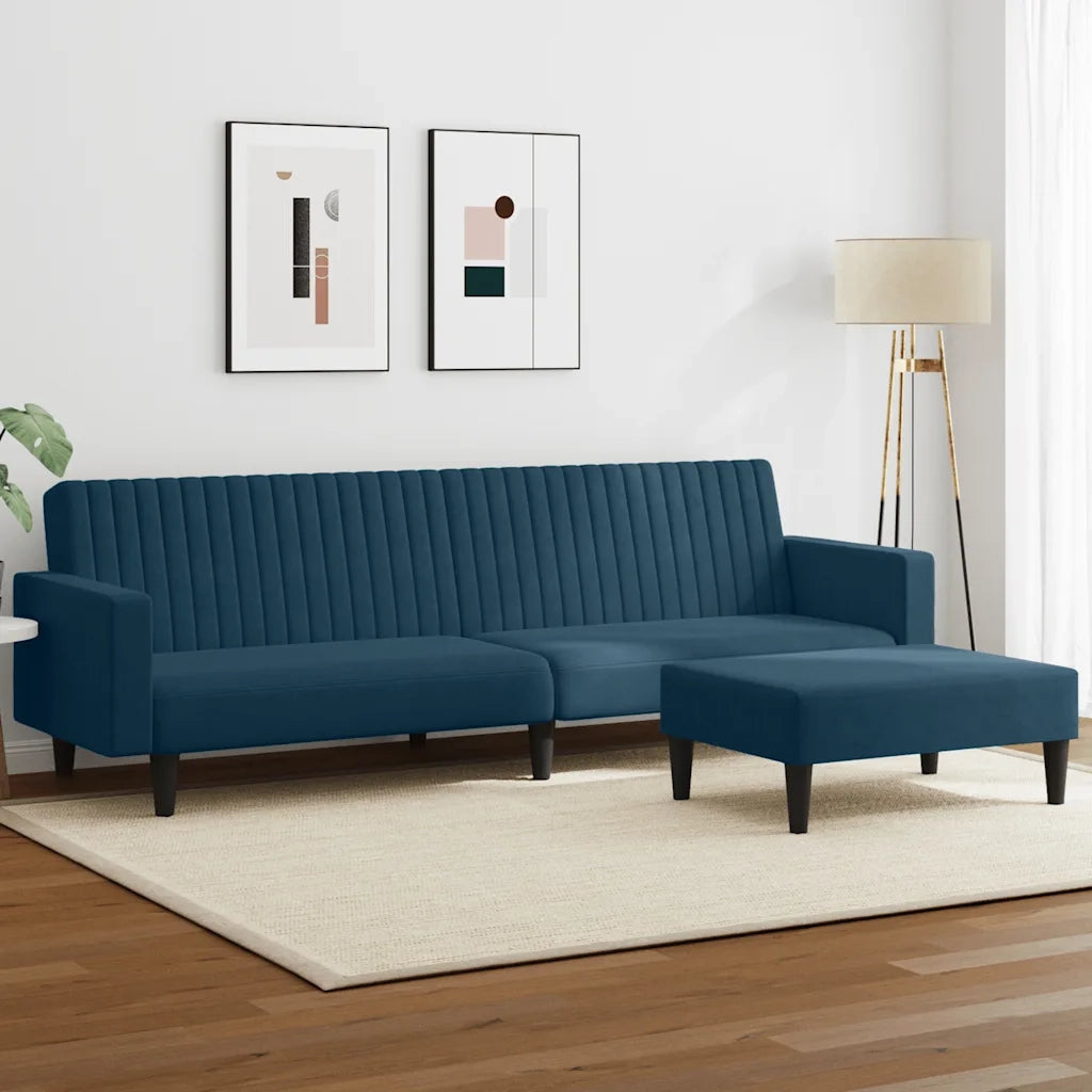 Set di Divani 2 pz Blu in Velluto