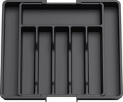 Contenitore di accessori, contenitore espandibile per utensili da tovaglia, cassetto di posizionamento di utensili regolabile, contenitore di plastica compattibile per cassetto per cucchiai, forchette, coltelli, grande, nero