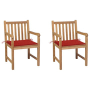 Sedie da Giardino 2 pz con Cuscini Rossi in Massello di Teak cod mxl 8060