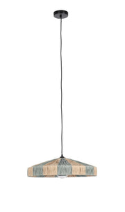 Lampadario a Sospensione in Rafia Naturale con Paralume Piatto - MEI-WEN