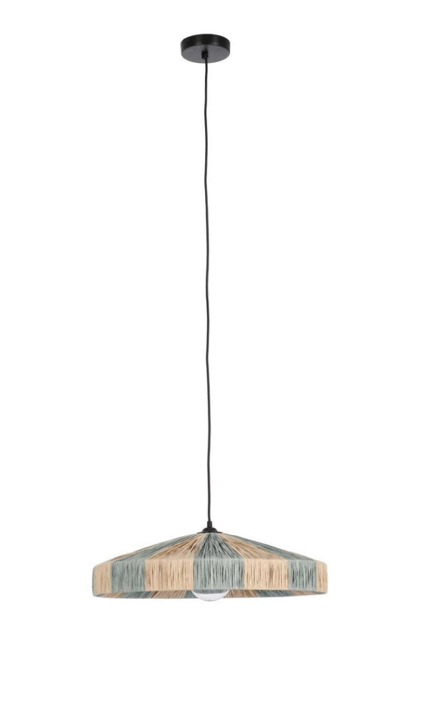 Lampadario a Sospensione in Rafia Naturale con Paralume Piatto - MEI-WEN