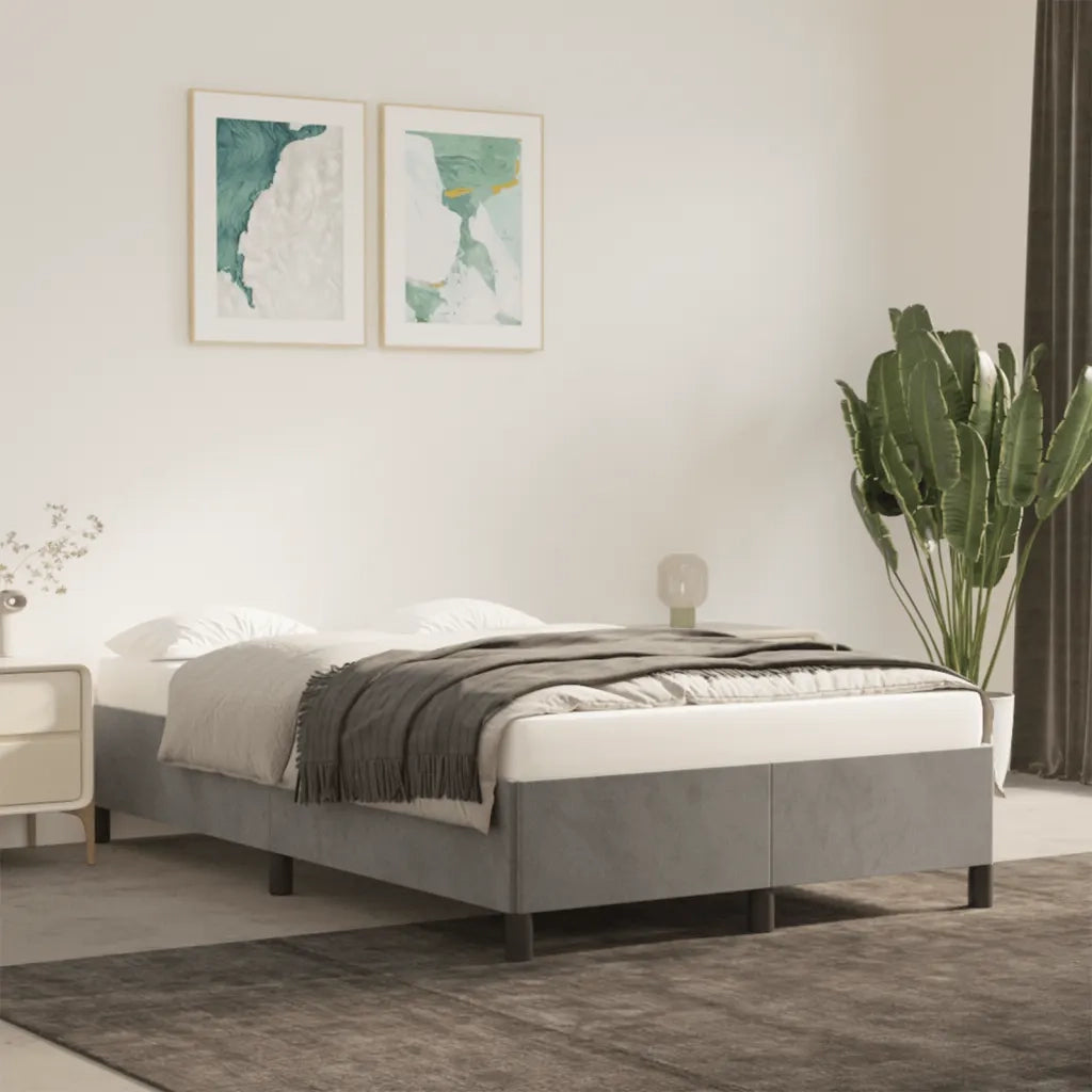 Letto matrimoniale | Letto per adulti | Giroletto senza Materasso Grigio Chiaro 120x190 cm Velluto