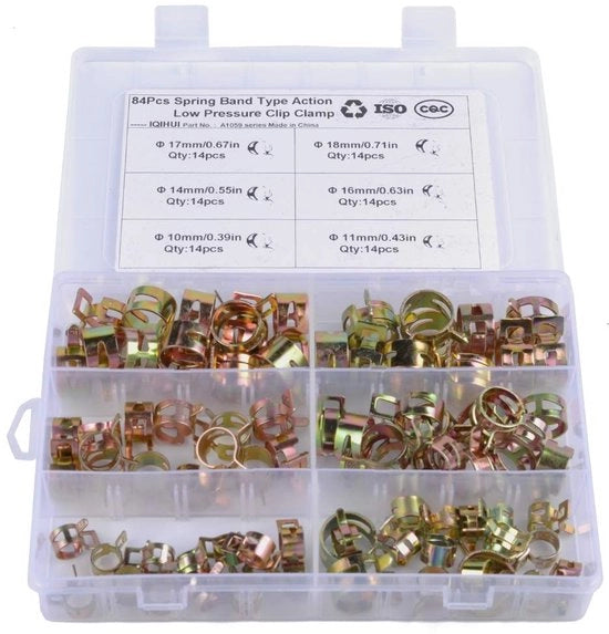 Assortimento di Clip per Cavi in Silicone - 84 pezzi - 6 misure - 10 mm/11 mm/14 mm/16 mm/17 mm/18 mm - Durata 65 minuti - Clip per Cavi in Acciaio Inox