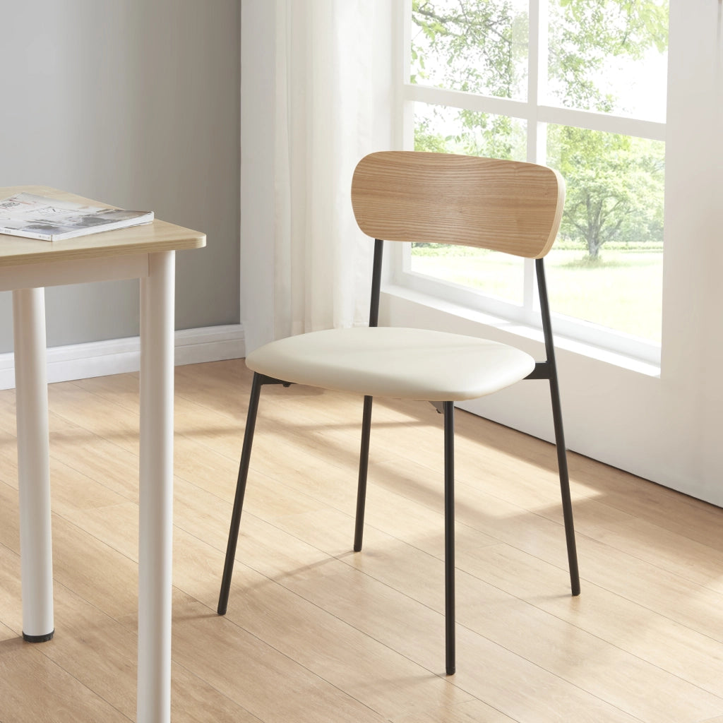 Set Jyväskylä di 2 Sedie da Sala Similpelle - Beige / Nero  [en.casa]