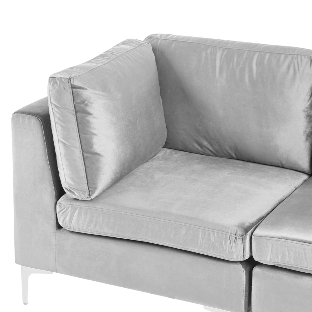 Divano componibile in velluto grigio a 2 posti con gambe in metallo grigio Stile glamour