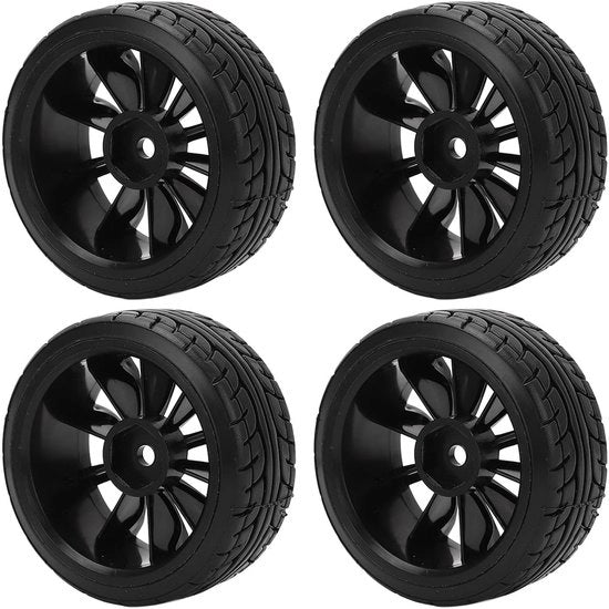 Set di ruote Drift per 4 pezzi - Pneumatici in gomma dura - Adatto per TT02 1/10 Auto RC - Antiscivolo - Installazione semplice - Estetica migliorata