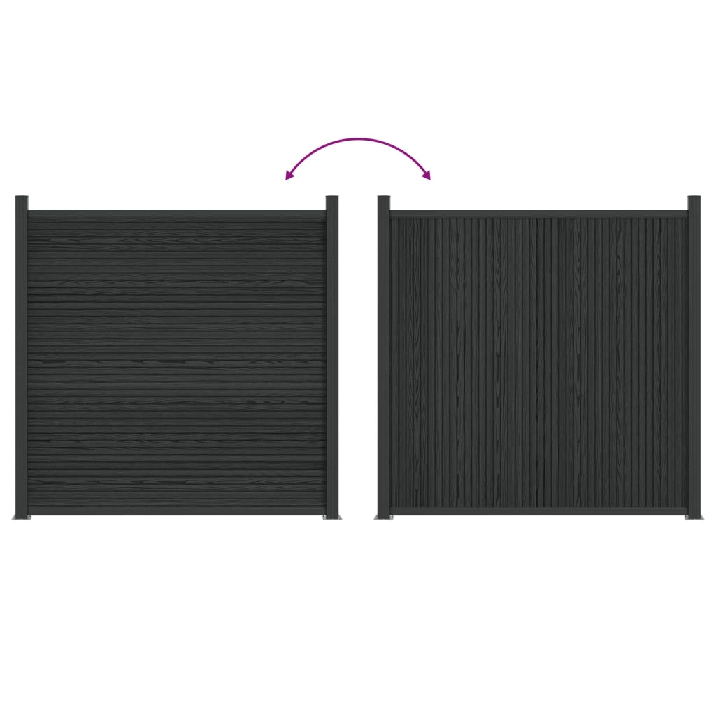 Pannello di recinzione | Recinzione da Giardino WPC e Alluminio Nero