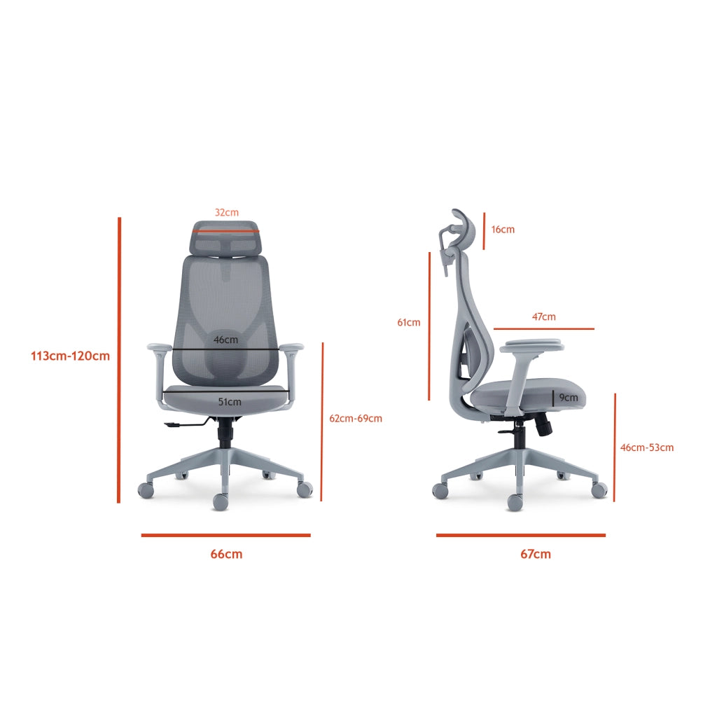 Sedia studio Hispanohogar altezza regolabile in tessuto gris