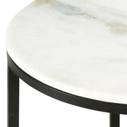 Tavolino da Salotto Bianco e Nero Ø50 cm in Vero Marmo Solido 286411