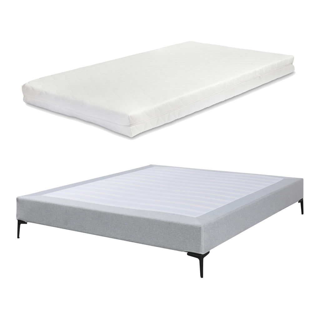 Letto Francese Lilla con Materasso 140x200 cm Fodera Protettiva Grigio Chiaro [en.casa]