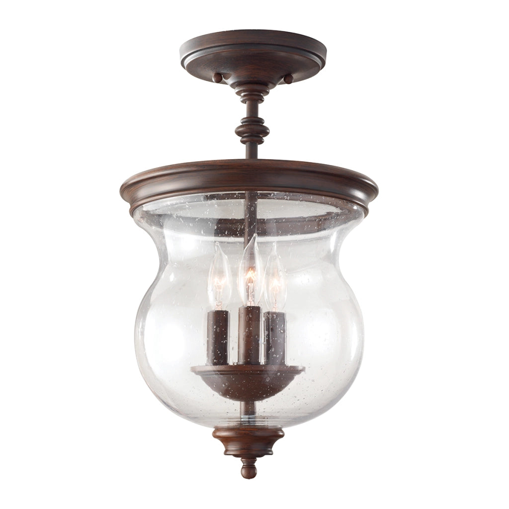 Plafoniera vintage bronzo anticato Pickering Lane 3xE14 Feiss