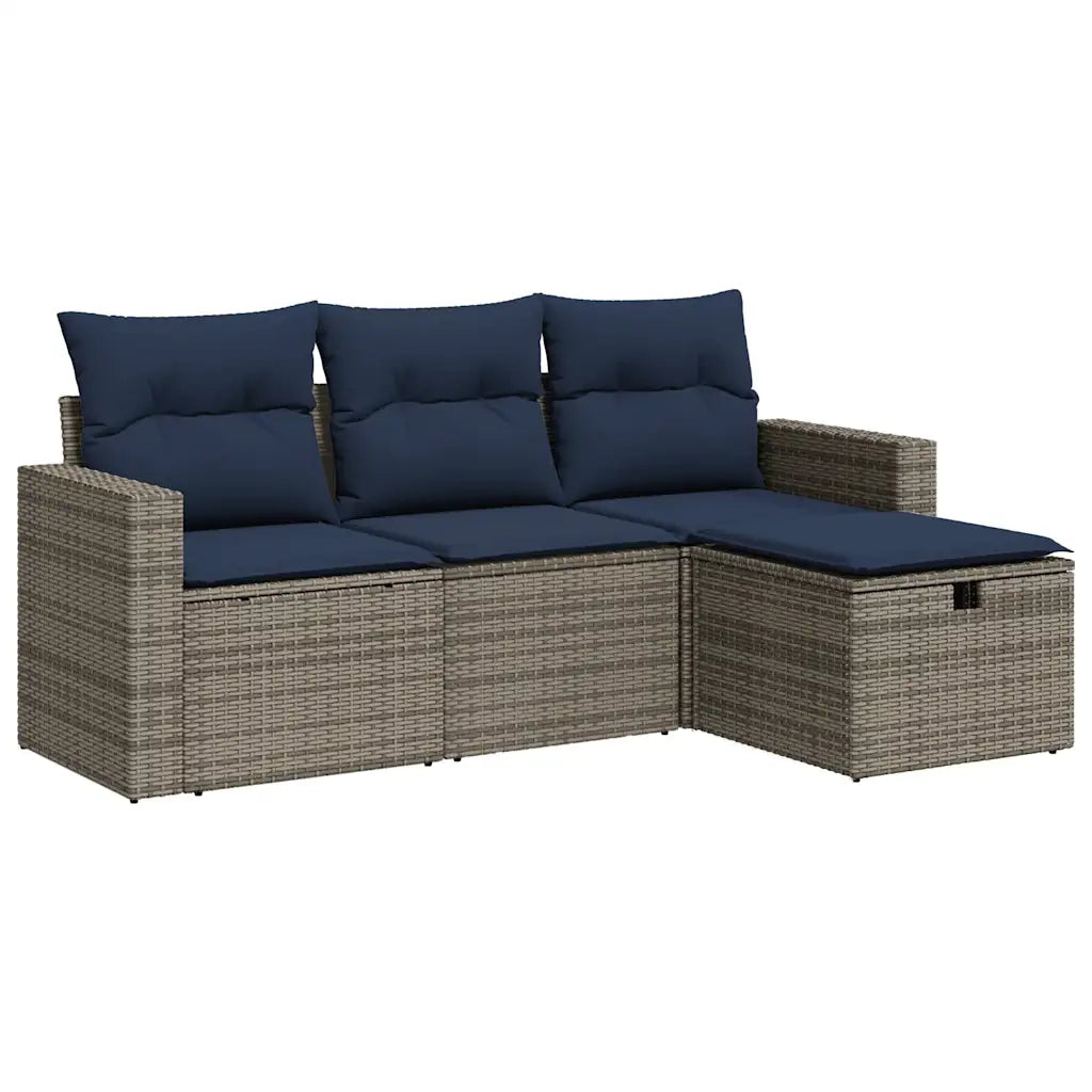 Set Divani da Giardino 4 pz con Cuscini in Polyrattan Grigio 3325357