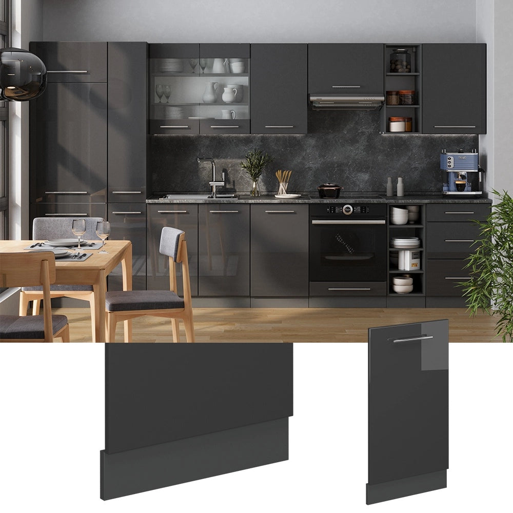 Pannello frontale della lavastoviglie Fame-Line Antracite lucido/Antracite 45 cm, PL Rovere Vicco