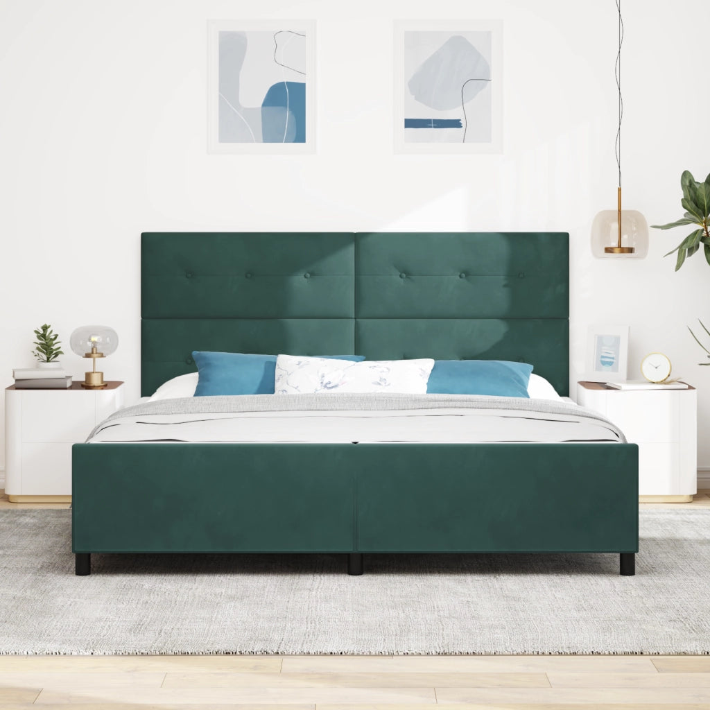 Letto Verde Scuro 200x200 cm Velluto