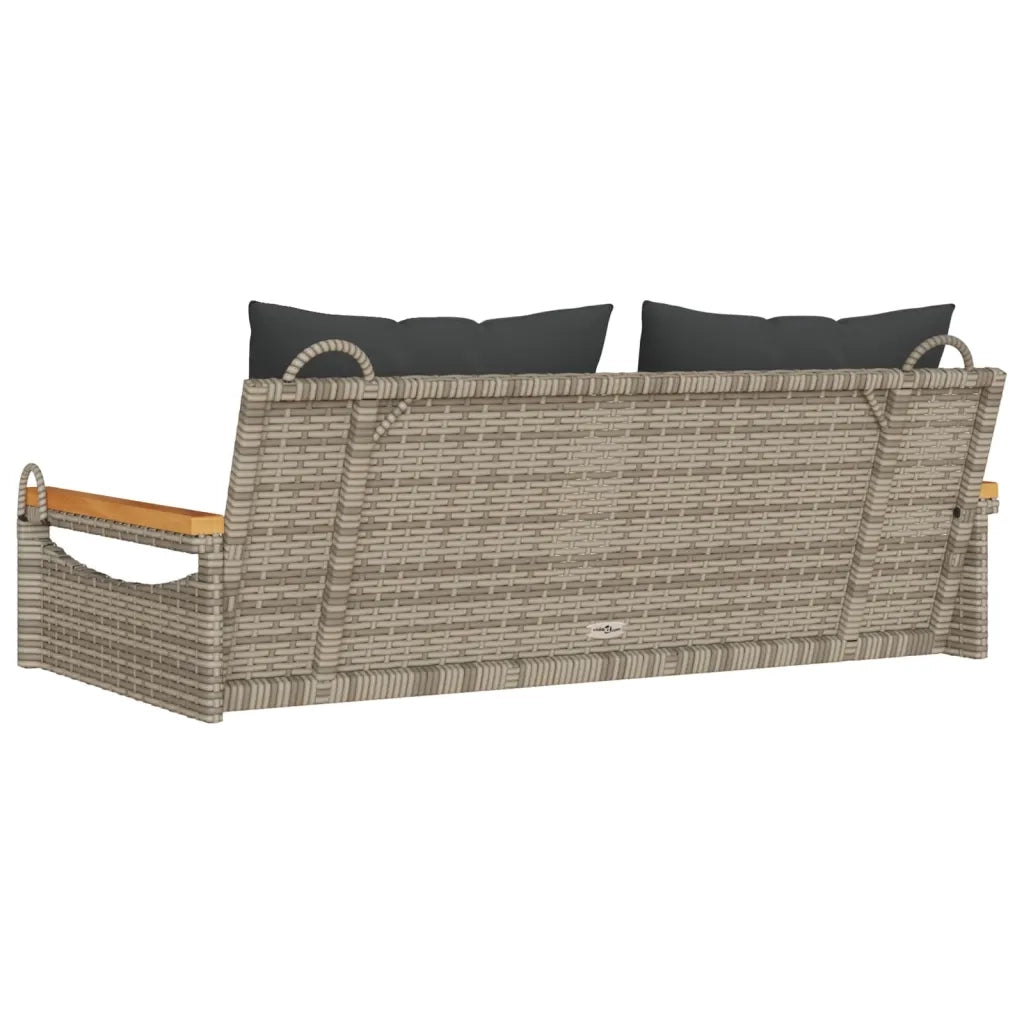 Panca da Giardino | Panchina Dondolo con Cuscini Grigia 109x62x40 cm in Polyrattan