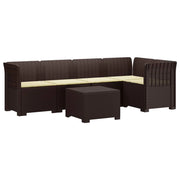Divano da Giardino 5 Posti con Cuscini Stile Rattan PP Marrone 3444074