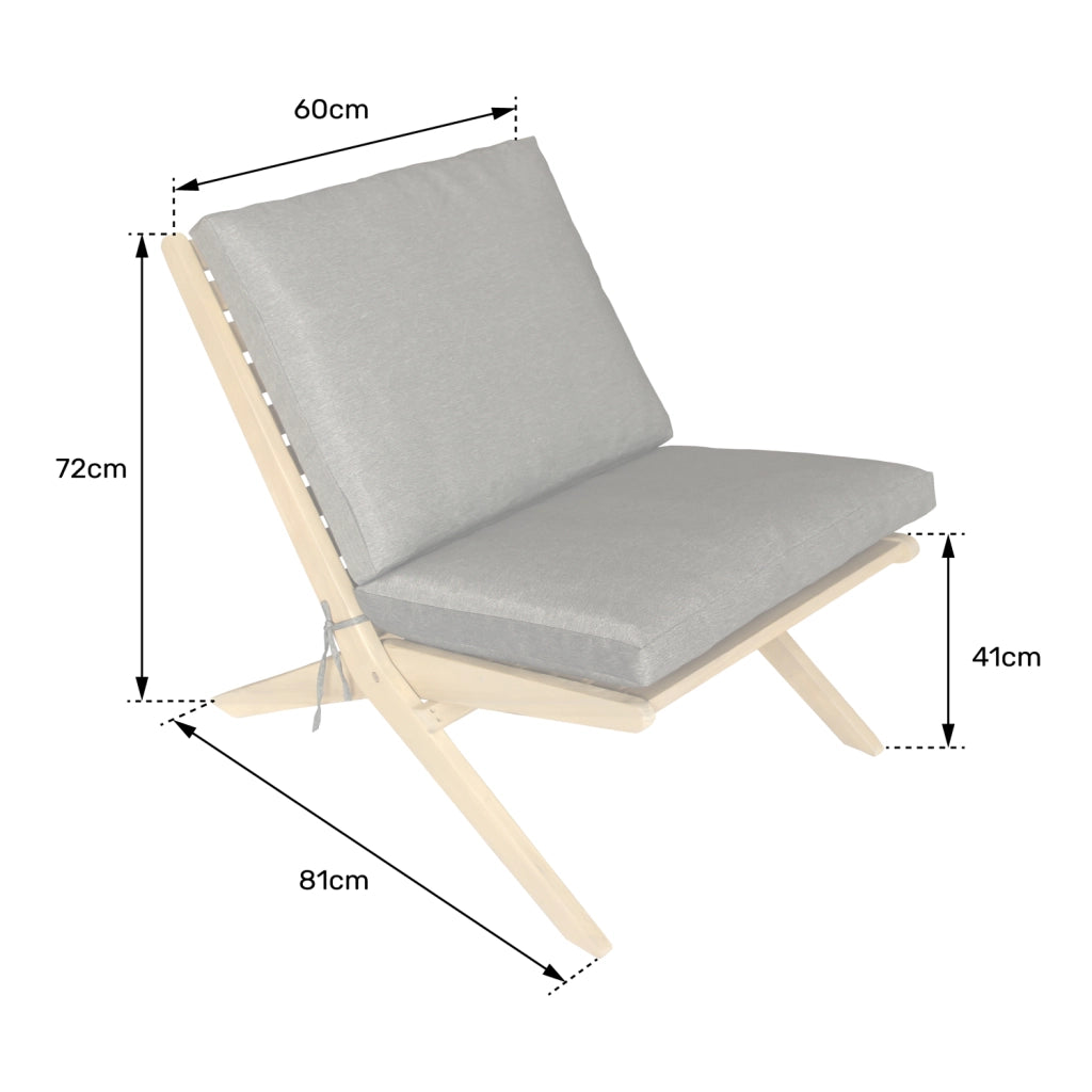 FARO Poltrona da giardino pieghevole in acacia con cuscini beige