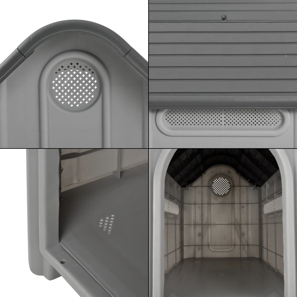 Cuccia in PVC con foro di ventilazione 75 x 59 x 66 cm grigio e nero 03_0007984