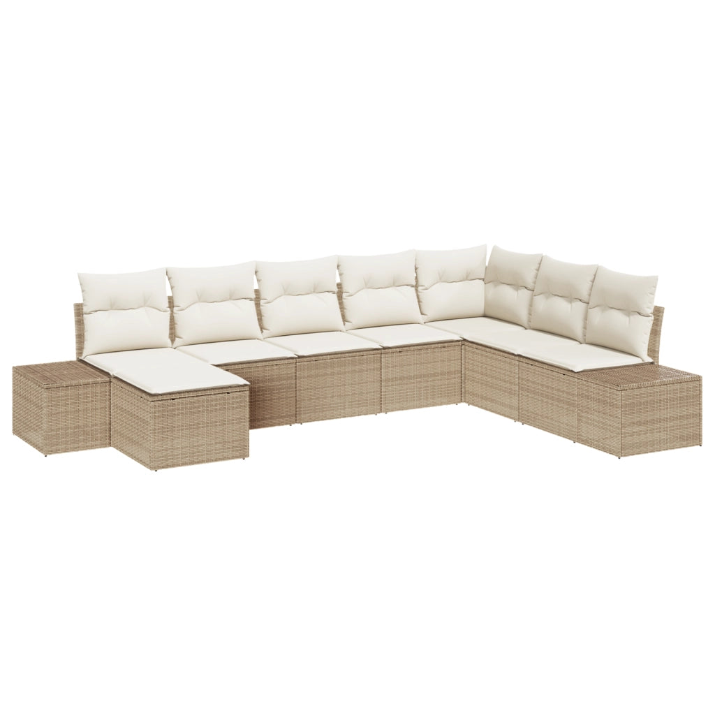 Set di divani da giardino 8 pezzi con cuscini beige in rattan sintetico