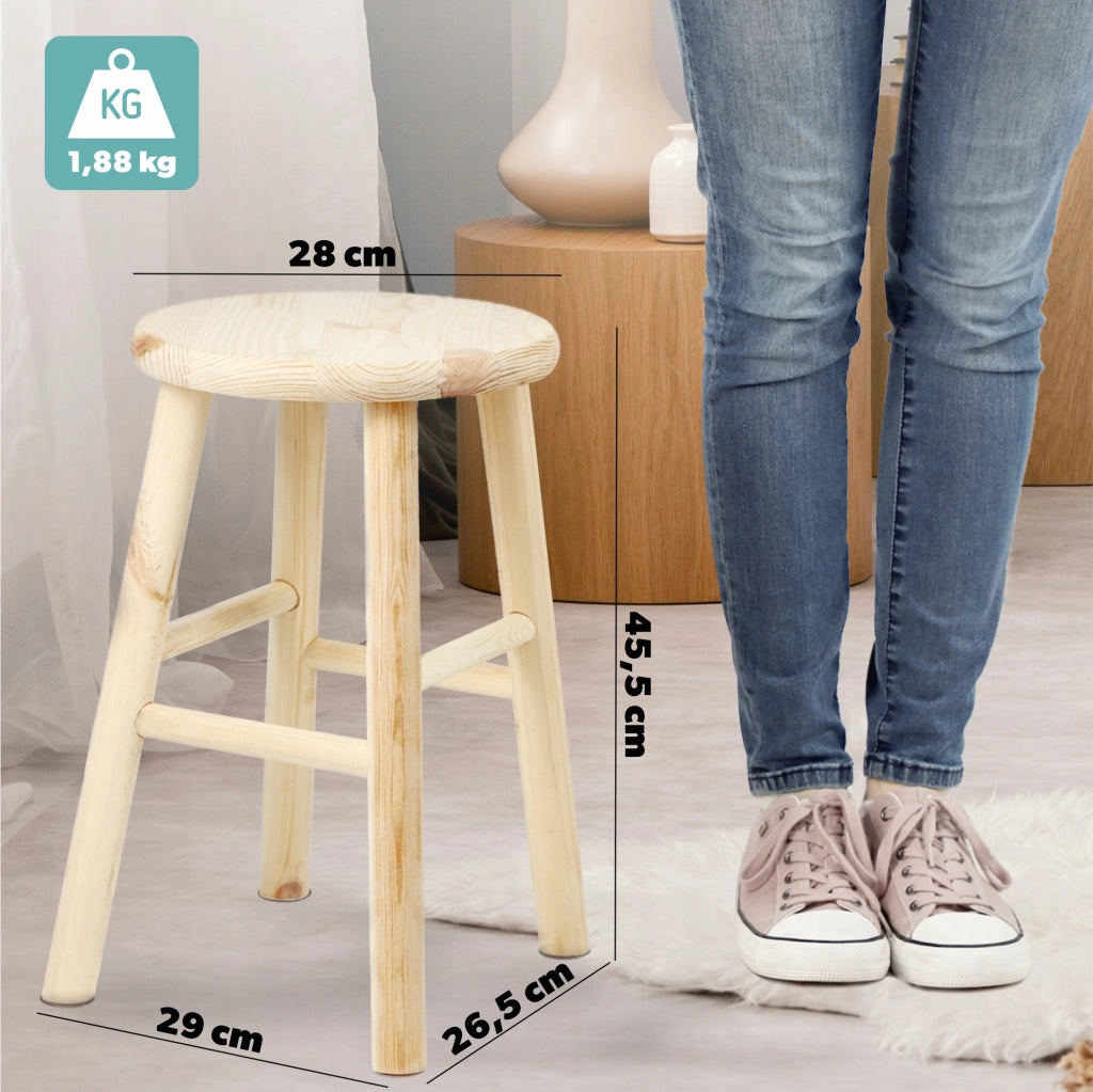 Sgabello da cucina in legno KADAX, 46 cm, in pino massello.