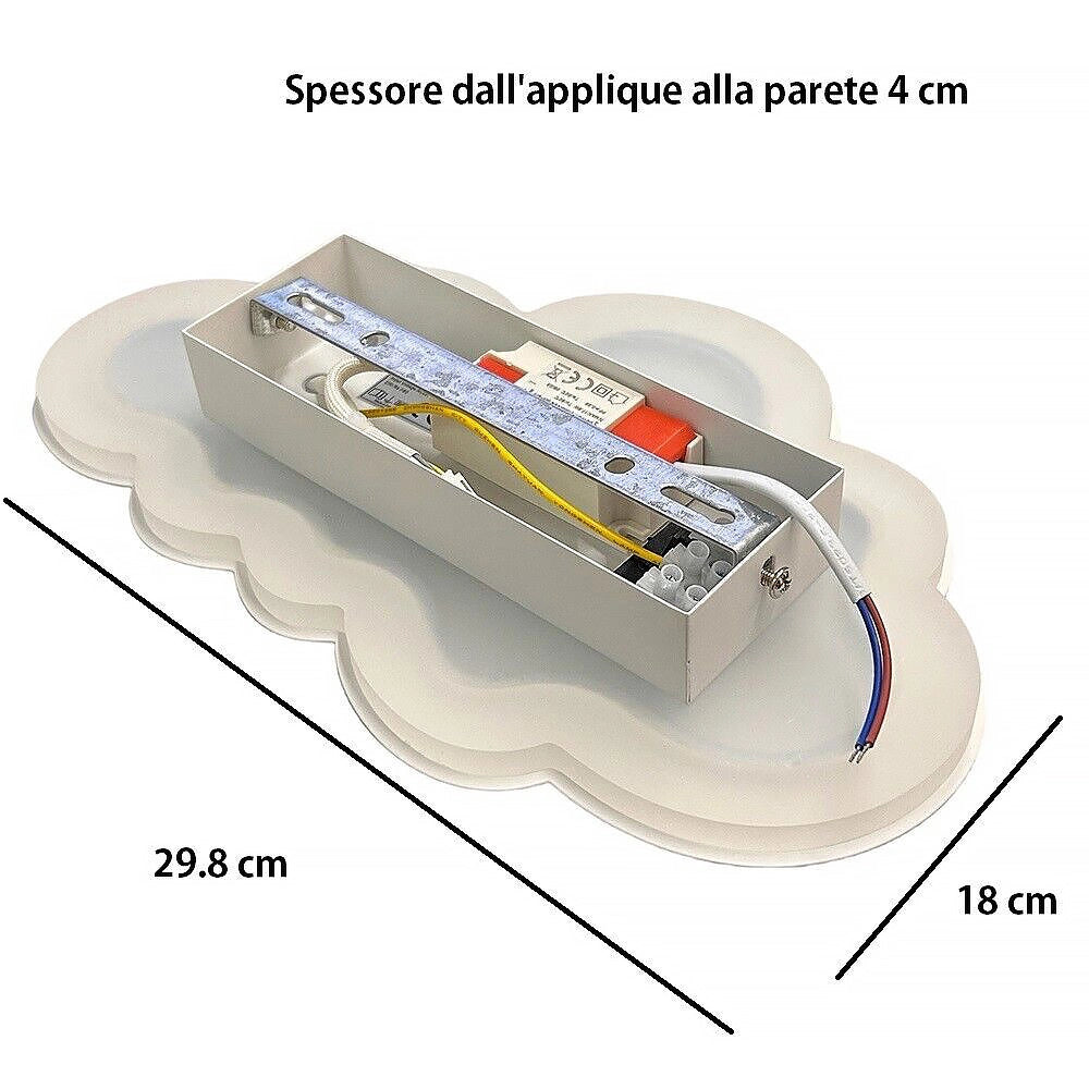 APPLIQUE LAMPADA DA PARETE PER INTERNI LUCE MURO A LED FORMA NUVOLA BIANCA 9W