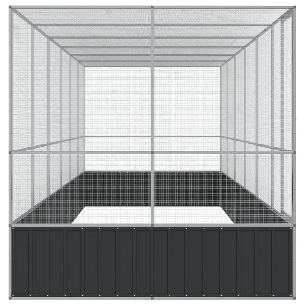 Voliera a gabbia con estensione in argento 625 x 207 x 212 cm acciaio argento 02_0045659