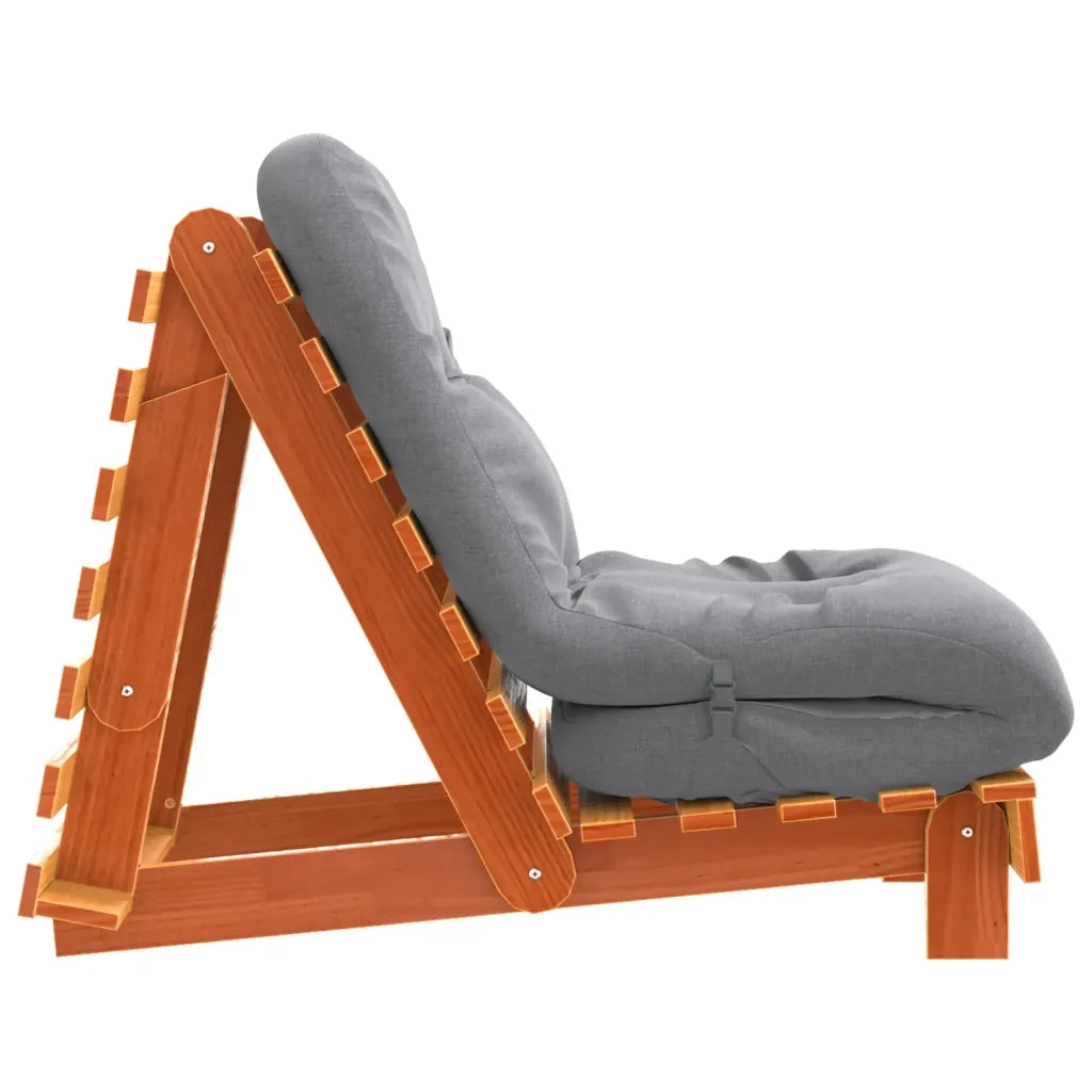 Divano Letto Futon con Materasso Marrone Cera 60x206x11cm Pino 846748