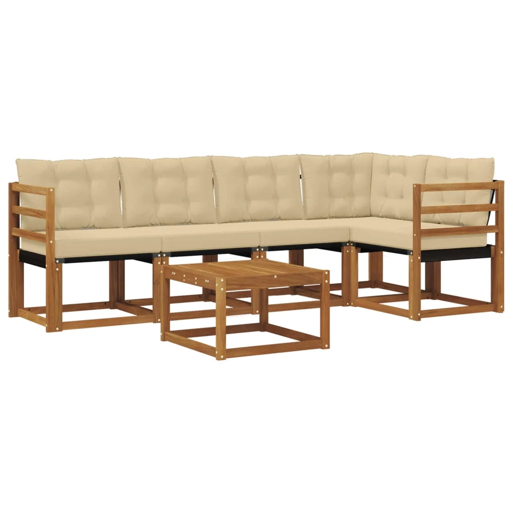 Set di divani da esterno con cuscino 6 pcs Naturale e Beige 3368680