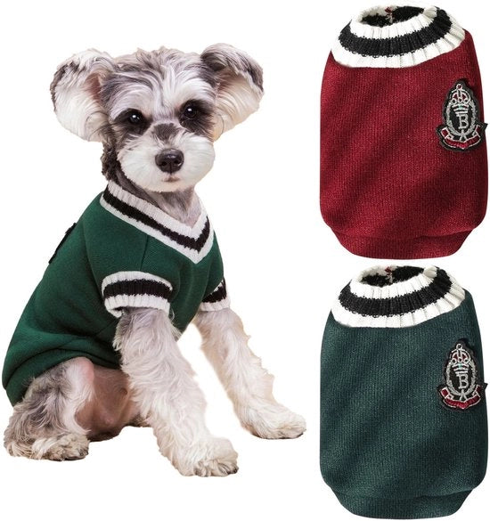 Abbigliamento caldo per cani - 2 pezzi - Set di vestiti per cani - Vestito per gatto - Giacca per cani - Tuta per cani - Materiale soffice cotone con imbottitura in velluto