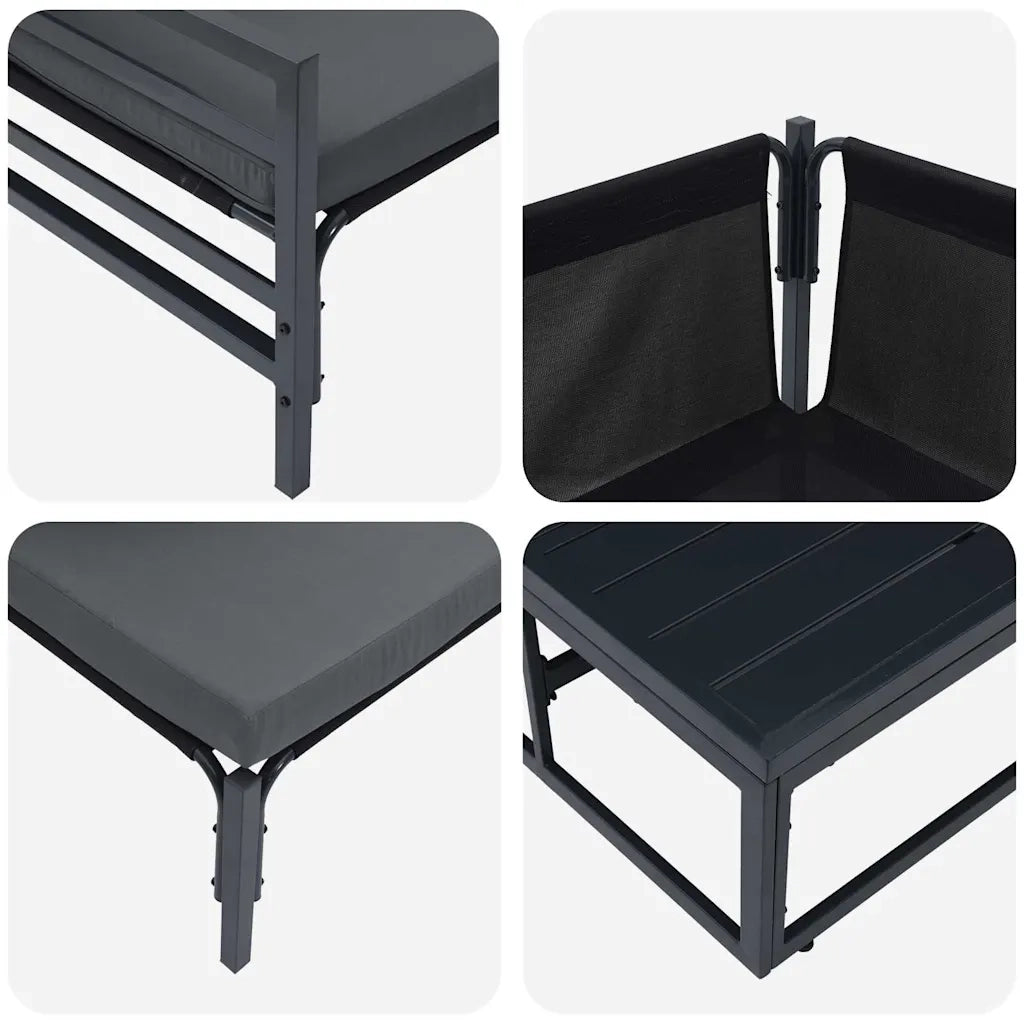 Set Divano da Giardino con cuscino 11 pcs Nero Acciaio 3379017