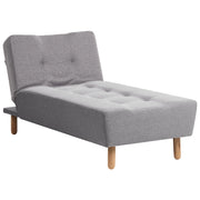 Chaise longue Grigio Tessuto Tappezzeria Gambe In Legno Chiaro Stile Scandinavo