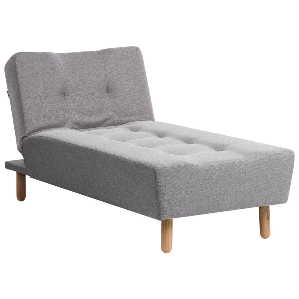 Chaise longue Grigio Tessuto Tappezzeria Gambe In Legno Chiaro Stile Scandinavo